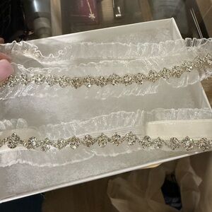 Elegant White Bridal Garter with Rhinestones